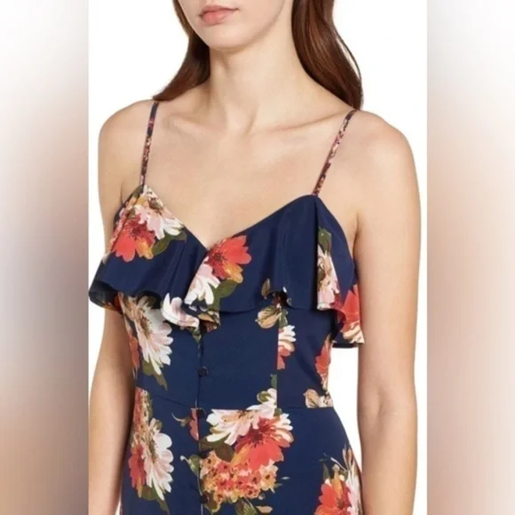 Band Of Gypsies Button Front Down Flounce Floral Maxi Dress ๐ - Picture 8 of 16